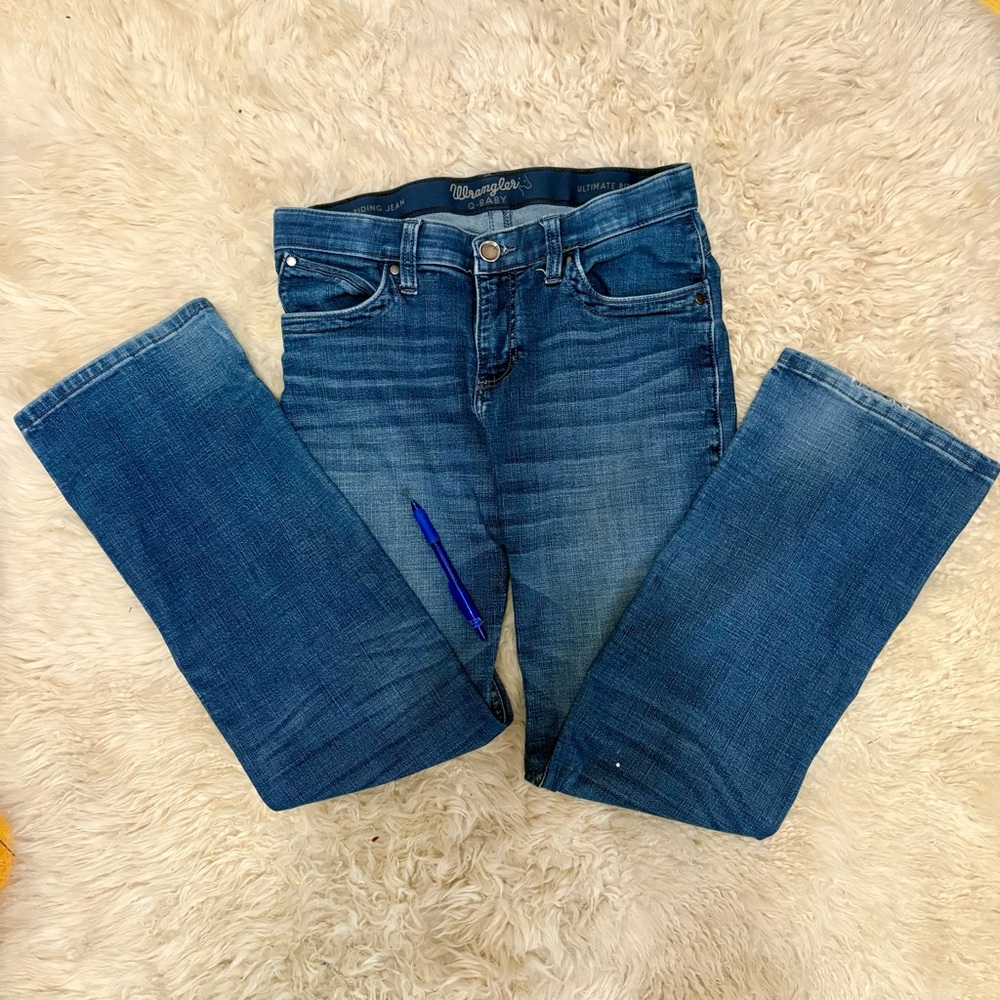 Wrangler Women's Q-Baby Mid Rise Bootcut Ultimate Riding Blue Jeans - Picture 3 of 7